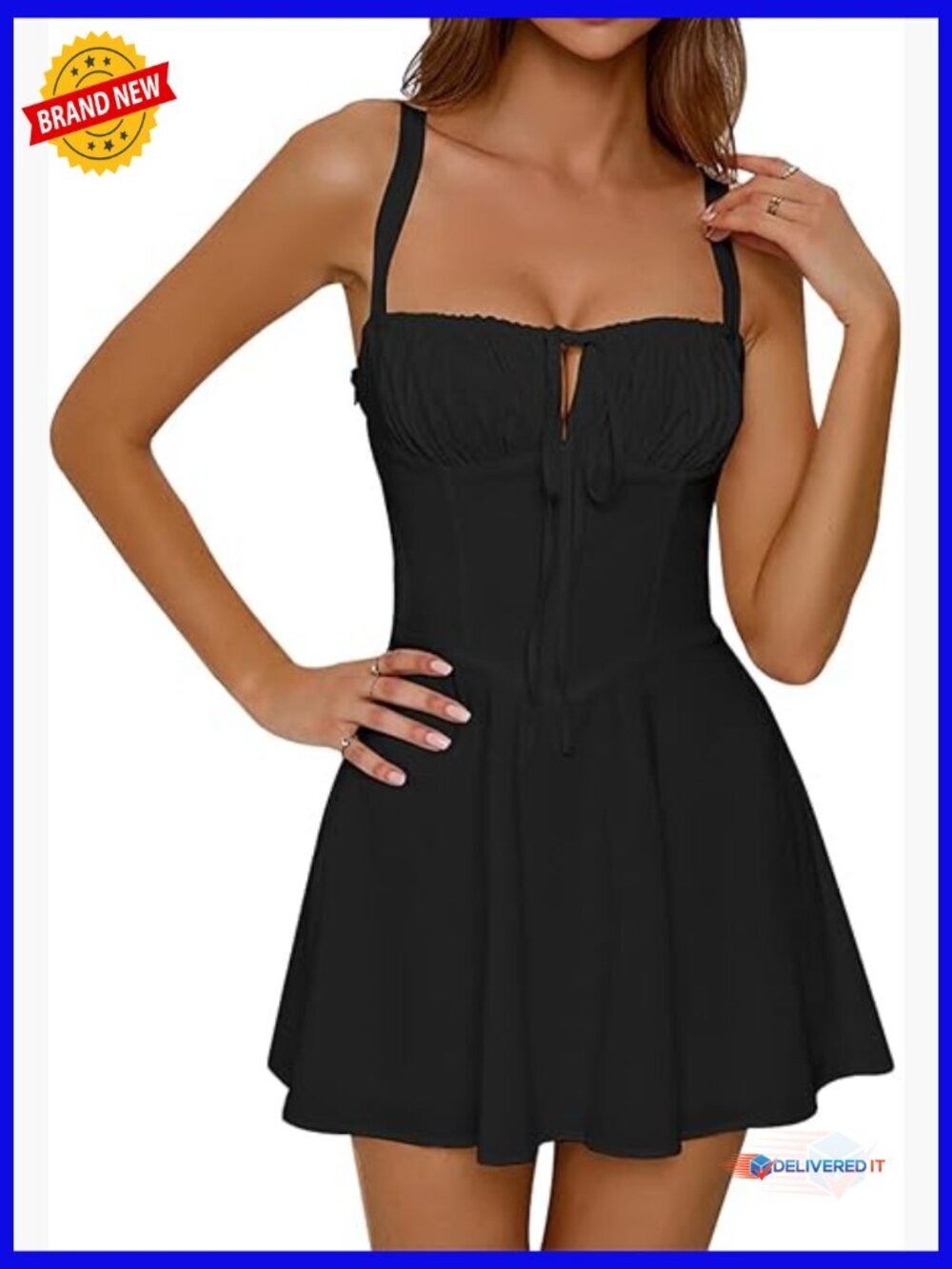 Summer Corset Mini Dress Lace Up Backless A-line Sundress Party Club Night Out